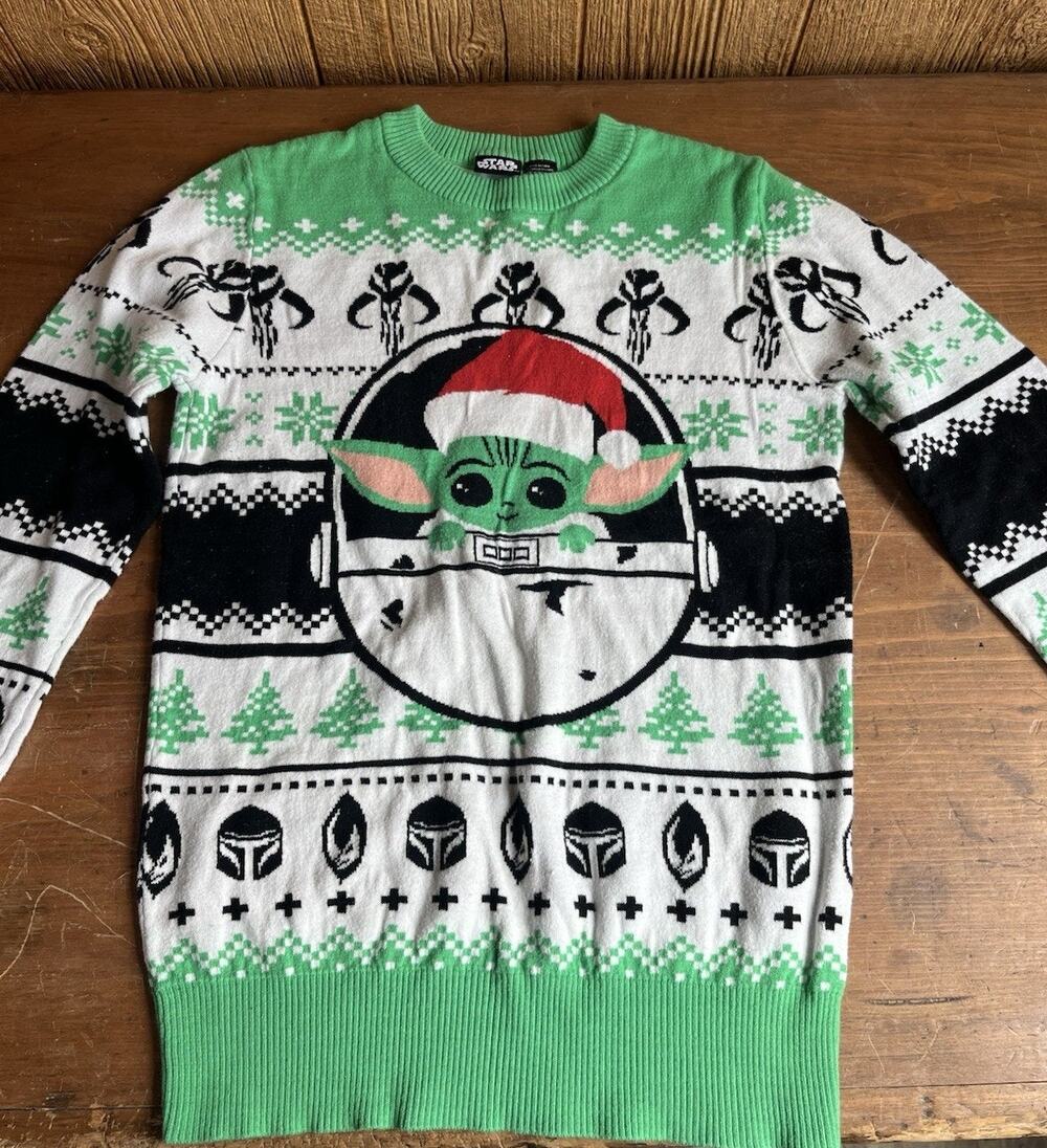 Star Wars Grogu Baby Yoda Christmas Sweater Mens S Mandalorian Knit Pullover